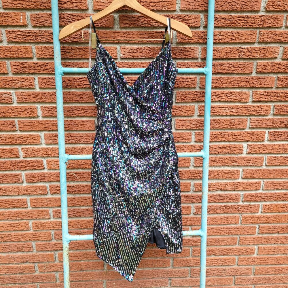 Y2K Inspired Party Glam Black Sequin Honey and Rosie Dress Size Medium